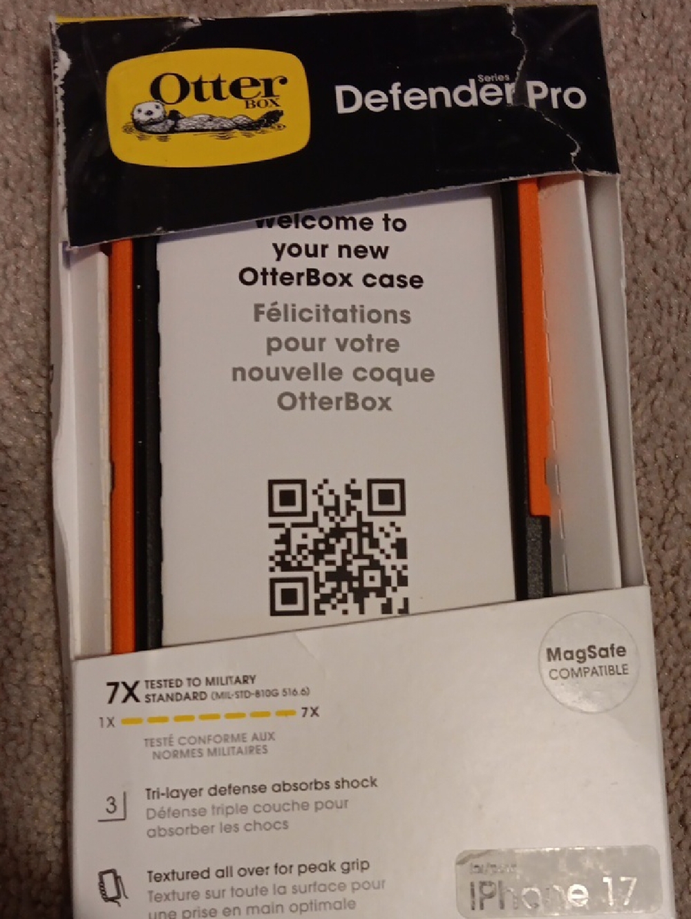 OtterBox Defender Pro Series Case for iPhone 17 - Orange and Black